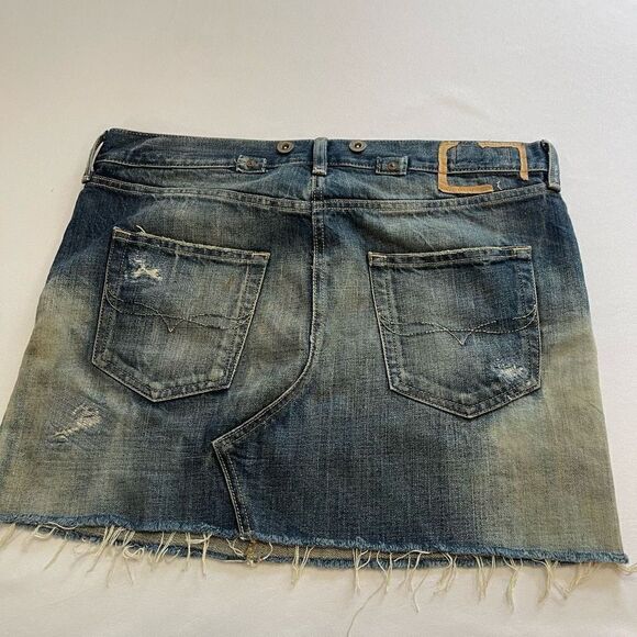 Polo Ralph Lauren VTG Distressed Destroyed Denim Skirt Size 30 - Picture 7 of 12